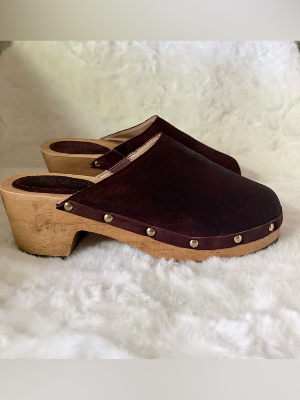 Rag & Co CEDRUS FINE SUEDE STUDDED CLOGS MULES Size 9